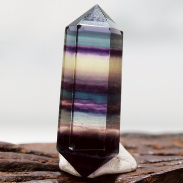 如鴻天然水晶六棱柱擺件雙尖柱彩色螢石原石石家居風水飾物