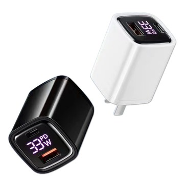 USB/QC充電器 【KooPin】33W液晶顯示 雙孔PD+QC 手機平板筆電快速充電器