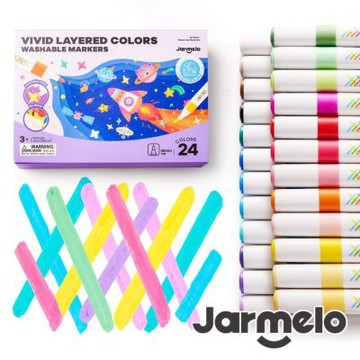 【JarMelo 原創美玩】層疊色彩可水洗彩色筆組(24色) JA99681