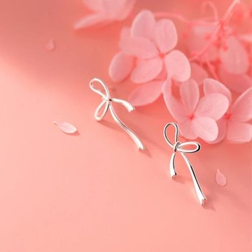 【Emi 艾迷】韓系飄逸蝴蝶結耳環925銀針