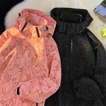 國潮oversize情侶外套春秋款機能連帽沖鋒衣潮牌復古寬松運動夾克