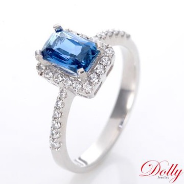 Dolly 14K金 無燒斯里蘭卡艷彩矢車菊蘭藍寶石1克拉鑽石戒指-007