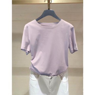 白領哥弟新2025春夏季白色短袖純棉t恤女圓領修身絲光棉體桖上衣