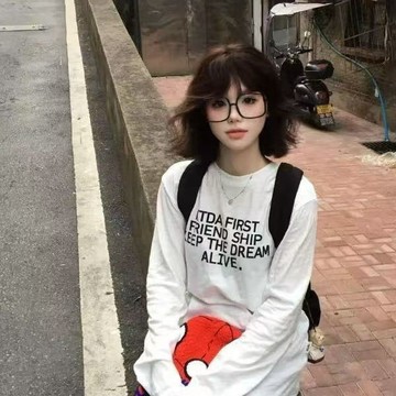 秋季新款寬鬆慵懶風復古美式塗鴉印花長袖T卹女學院風打底衫上衣