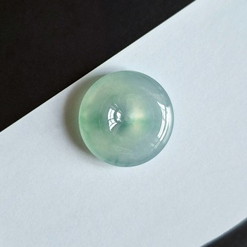 天然緬甸翡翠 | 冰晴飄綠花・小平安扣吊墜 | 玉器頸鍊鎖骨鏈玉墜