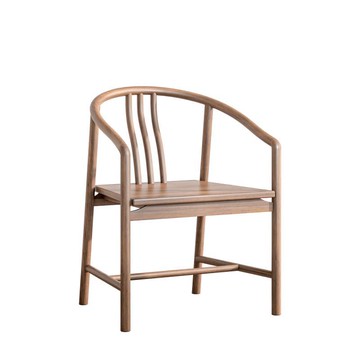 KI9S新中式椅子免漆燙蠟座椅胡桃木色簡約家用圈椅禪椅茶椅實木