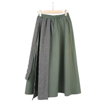 綠/灰格 - 前後片拼接長裙 #U6039