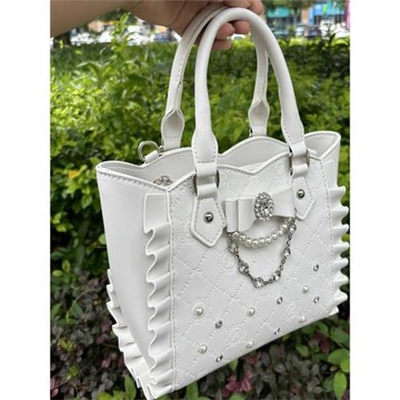 洛麗塔托特包少女可愛手提珍珠水鉆Lolita斜挎包蝴蝶結單肩千金風