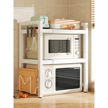 可伸縮廚房微波爐架子置物架家用多功能臺面電飯煲支架烤箱收納架