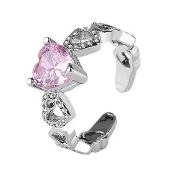 ANGEL 愛戀自我閃耀鋯石開口活動圍戒指(粉色)