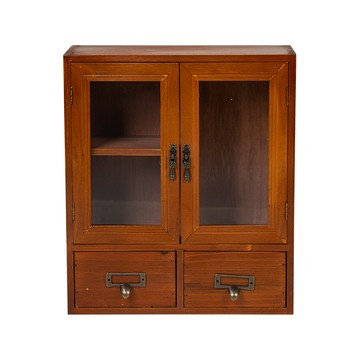 樂嫚妮 復古實木收納櫃/雙門雙抽屜/香水香氛展示-(2款)三格