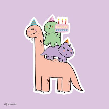 Jurawrsic 霧面 PVC 防水獨立裁切貼紙，適用於生日卡、生日蛋糕、祝福卡。