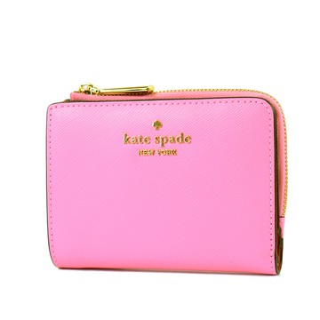 KATE SPADE Madison L型拉鍊袋防刮釦式短夾-芭比粉