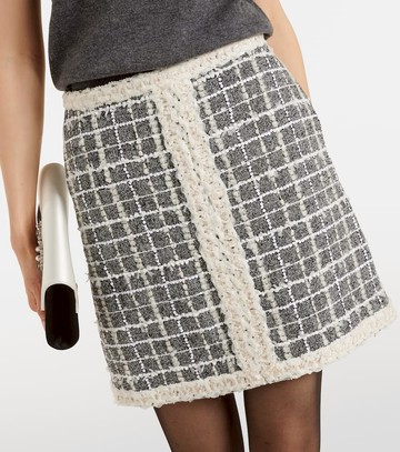 Giambattista Valli Checked wool-blend bouclé miniskirt