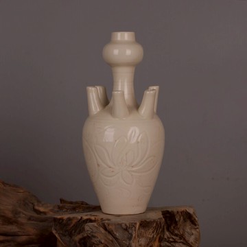 宋 定窯白釉刻花管瓶 仿 宋代出土舊貨瓷器古玩家居收藏擺件