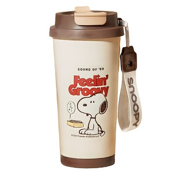 優貝選 SNOOPY 史努比 大容量 升級優質316不鏽鋼咖啡杯/辦公杯/馬克杯  棕色  1個  500ml