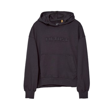 5th STREET｜女裝｜LOGO繡花連帽長袖T恤｜黑灰色