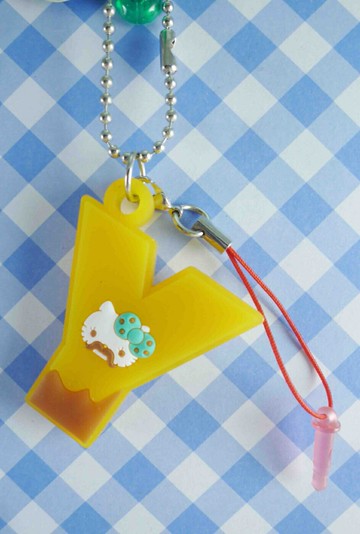 【震撼精品百貨】Hello Kitty 凱蒂貓 KITTY手機提帶-軟膠字母吊飾-黃Y 震撼日式精品百貨