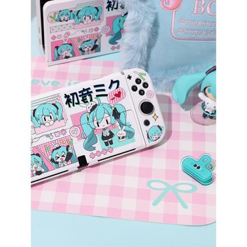 原創萌動初音switch保護殼oled軟殼白色透明硬殼分體保護套收納包