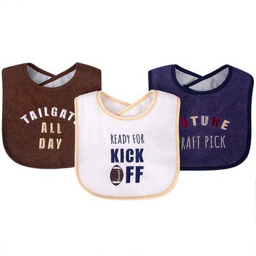 美國 luvable friends  嬰幼兒口水巾圍兜3入組(上層棉質吸水/底層防水)_準備開始_LF00247