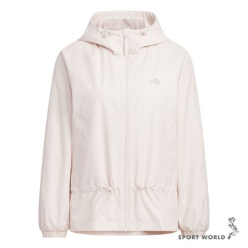 Adidas 連帽外套 女裝 防潑水 收腰 刷毛 保暖 粉【運動世界】KS2808