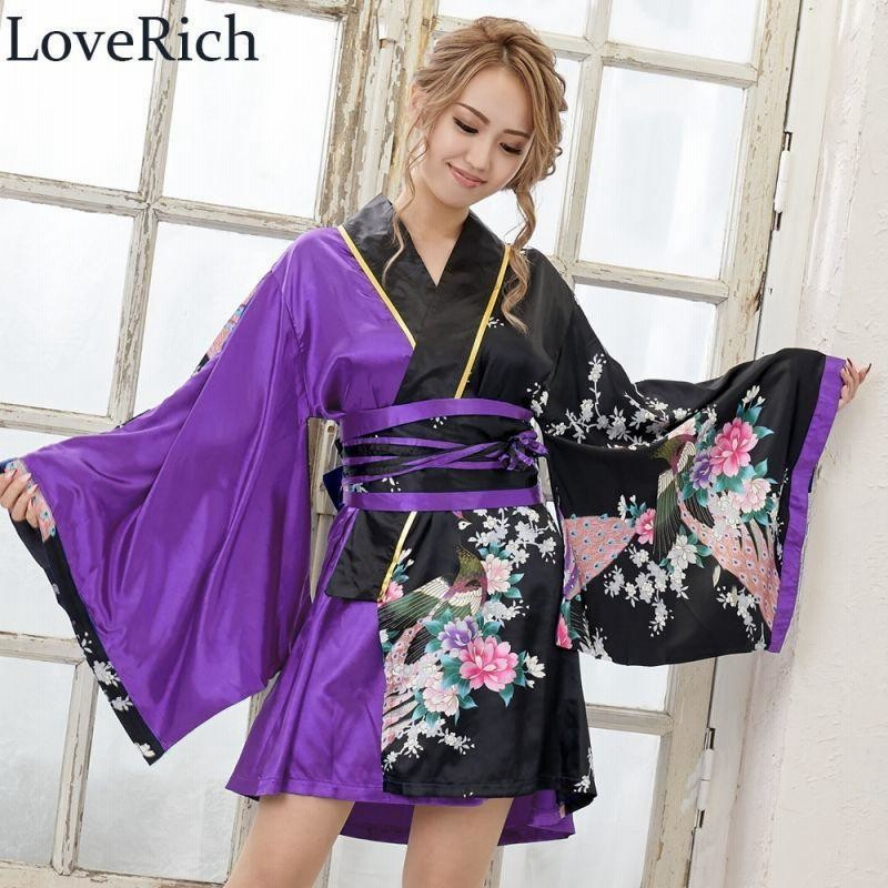 LoveRich ラブリッチ ツートンカラー サテン 和柄 花魁 ミニ