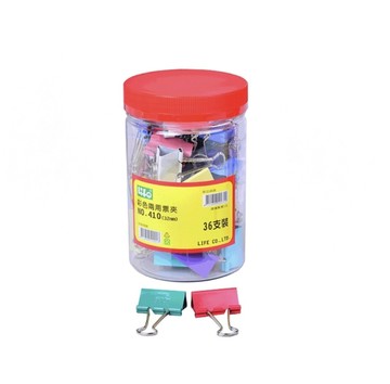 徠福 彩色兩用票夾72支入-25mm / 筒 NO.411