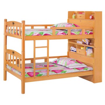 Boden-維蒂3.5尺收納書架型床頭實木雙層床架(四分床板-不含床墊)