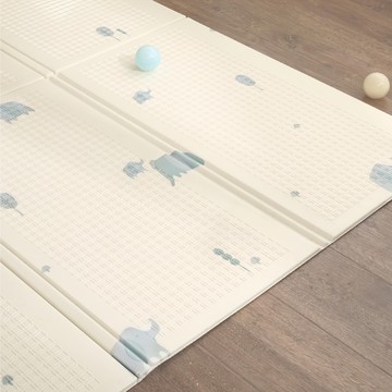 mugu 沐咕寶貝 輕巧無毒折疊地墊 XPE+PE材質  展開196 x 147 x 1cm 收合74 x 39.5 x 9cm  藍色迷你象