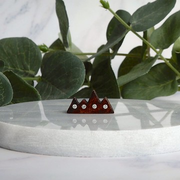 雪山 原木手工耳環  純銀耳針 單隻 禮物訂製