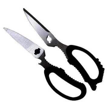 日本長谷川刃物CANARY大型7機能廚房剪刀EL-210(開瓶開罐/可拆式鋸齒不銹鋼65mm刀刃)萬用多功能剪料理剪刀食物剪刀雞骨剪