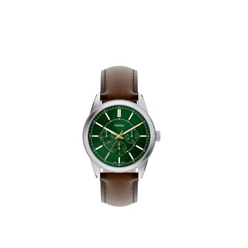 Pearson 商務多功能三眼手錶 咖啡色真皮錶帶 42 MM FS6137