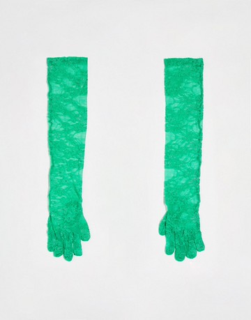 ASOS DESIGN lace gloves in green