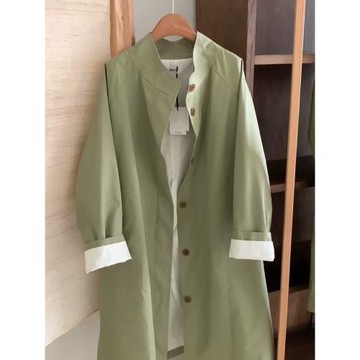 女款2025新款今年流行小個子中長款綠色工裝風衣外套女春秋款大衣