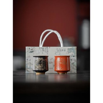 龍鳳呈祥陶瓷對杯 描金鳳凰主人杯 婚慶禮品伴手禮茶杯單杯新品