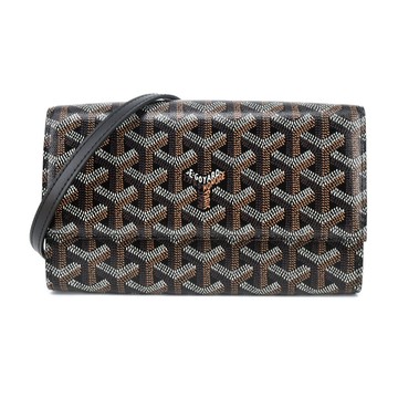 goyard Varenne 經典LOGO防水帆布翻蓋WOC斜背包(黑棕)
