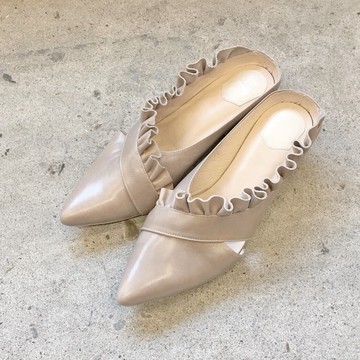 深海 - 泡泡糖珊瑚 - 栗子色-波浪皮革穆勒鞋