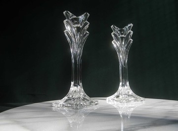 【老時光 OLD-TIME】早期二手斯洛伐克水晶玻璃燭台一對