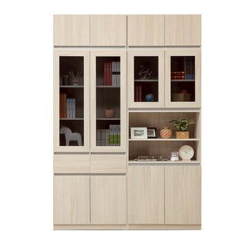 直人木業-DORIS現代風玻璃高被櫥書櫃組160公分(中抽80公分+中空80公分)