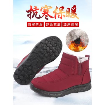老北京棉鞋女冬季加絨保暖防滑防水高幫中老年人布鞋媽媽棉靴奶奶