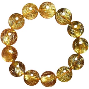 天然巴西金發晶手鏈女水晶手串男單圈貓眼鈦晶黃水晶轉運情侶時尚