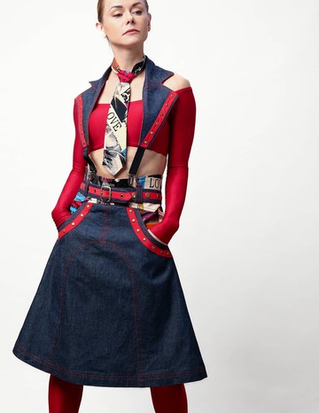 單件系列 | 高腰裙設計的都市牛仔奢華套裝