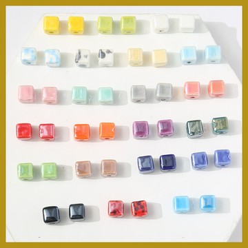 日係奶油色陶瓷方塊珠子 diy手作散珠 手鏈項鏈耳飾材料 串珠 串珠材料 串珠材料包 珠珠材料 手串材料