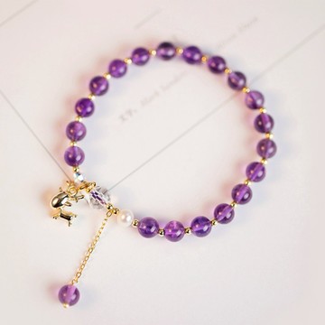 🧡限時免費刻字『LINE禮物獨家』【OCTOBER 16Th】一鹿有你天然紫水晶淡水珍珠手鍊＃CRY1160 開運 生日禮物 閨蜜禮物 情人節禮物 交換禮物 客製化禮物