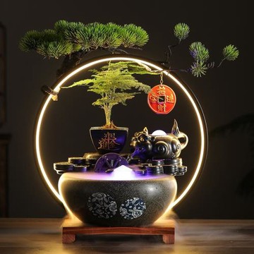 貔貅風水球流水擺件循環水辦公室桌面生財客廳玄關茶幾小噴泉造景