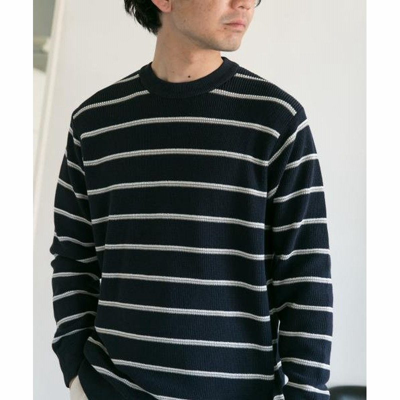 Urban Research Doors アーバンリサーチ ドアーズ 片畦ボーダーニット メンズ Navy 通販 Lineポイント最大1 0 Get Lineショッピング