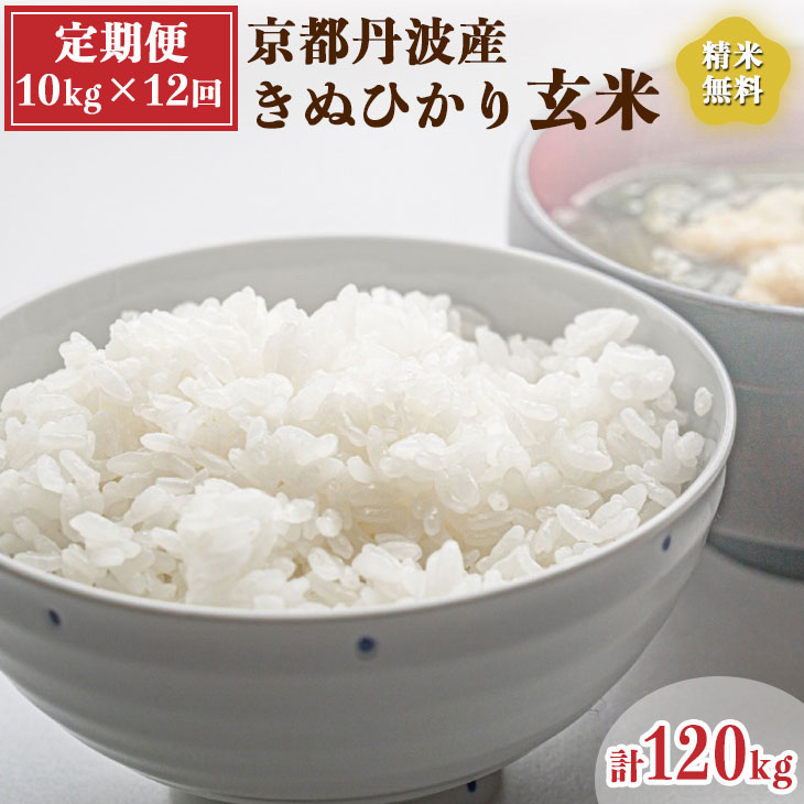 新米 令和5年産 京都 丹波産 きぬひかり 玄米 10kg（5kg×2袋）12回 計120kg≪5つ星お米マイスター 厳選 受注精米可 隔月発送も可≫ ※離島への配送不可(北海道・沖縄本島は可)