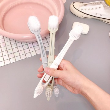 長柄雙頭鞋刷 家用多功能清潔刷洗鞋刷 去污凹槽縫隙刷鞋刷子毛刷