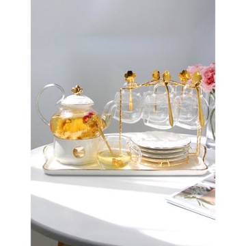 輕奢英式下午茶具套裝煮水果茶壺加熱歐式下午茶耐熱玻璃花茶杯