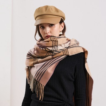 CLL巧玲瓏 不敗款經典格紋抽鬚圍巾 5369915